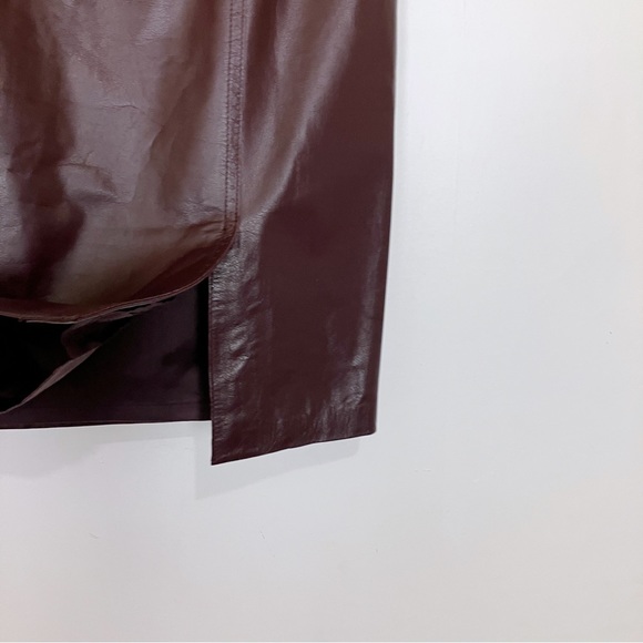 Vintage leather skirt red maroon oxblood pencil mini midi 80s 90s Danier - Picture 3 of 11